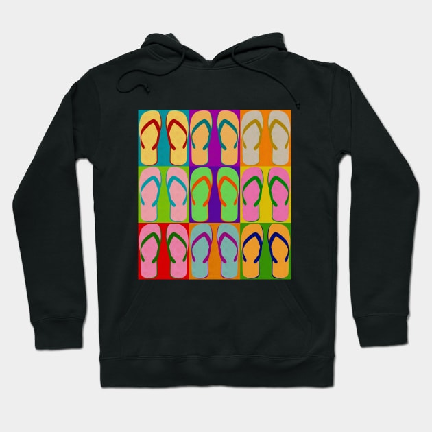 Flip Flop Sandal Summer Shoe Pop Art Hoodie by joannejgg